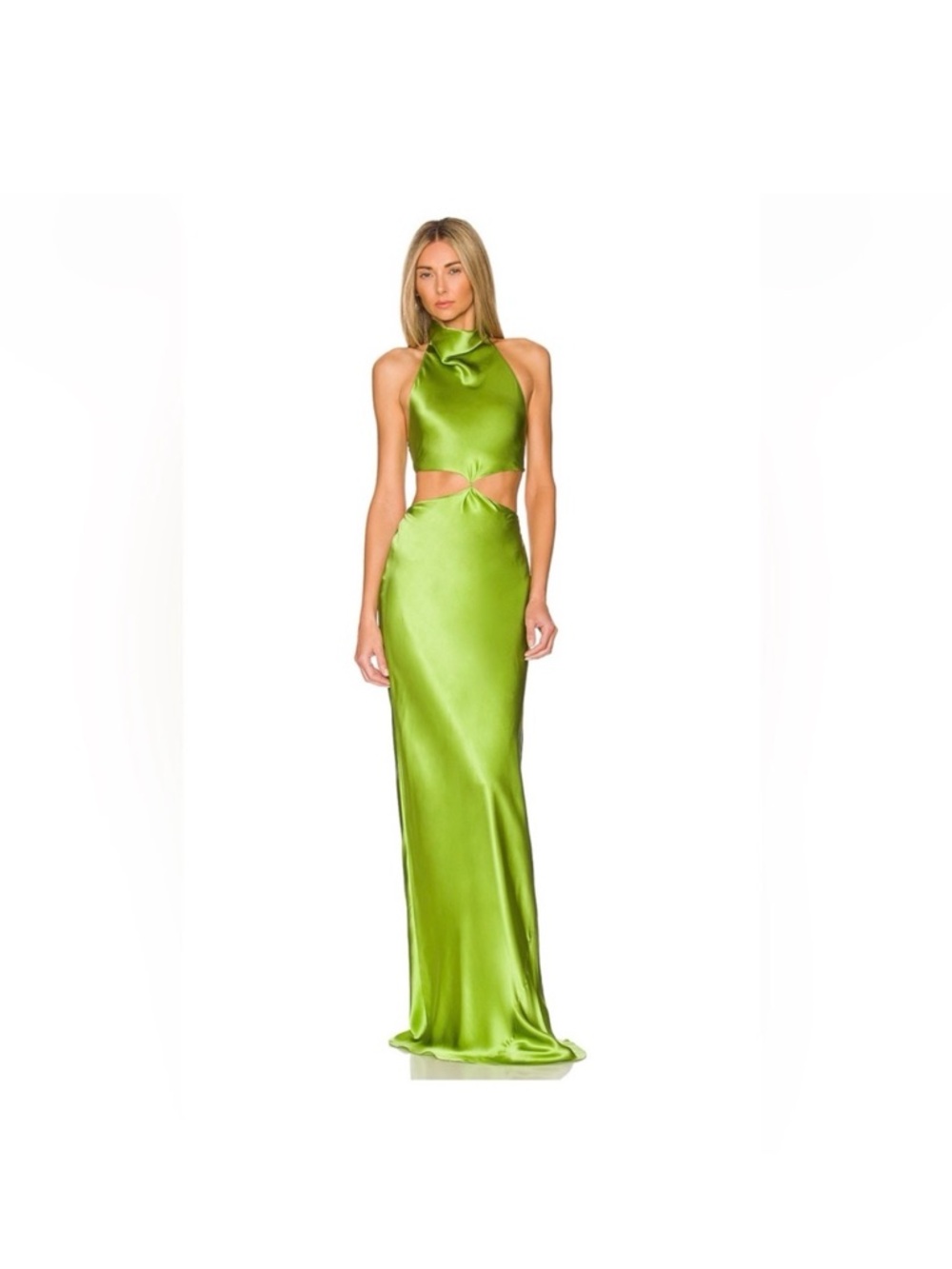 Amanda Uprichard x Revolve Kaye Maxi Dress Green Silk